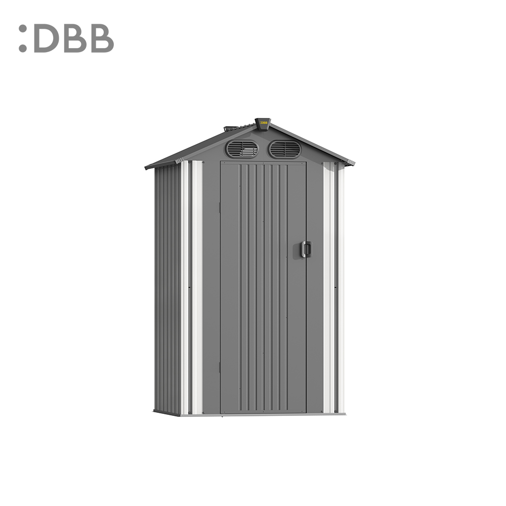 KingSuper series metal garden shed with Gable roof beige gray 4x4ft 1