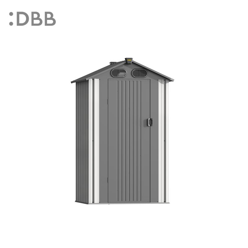 KingSuper series metal garden shed with Gable roof beige gray
