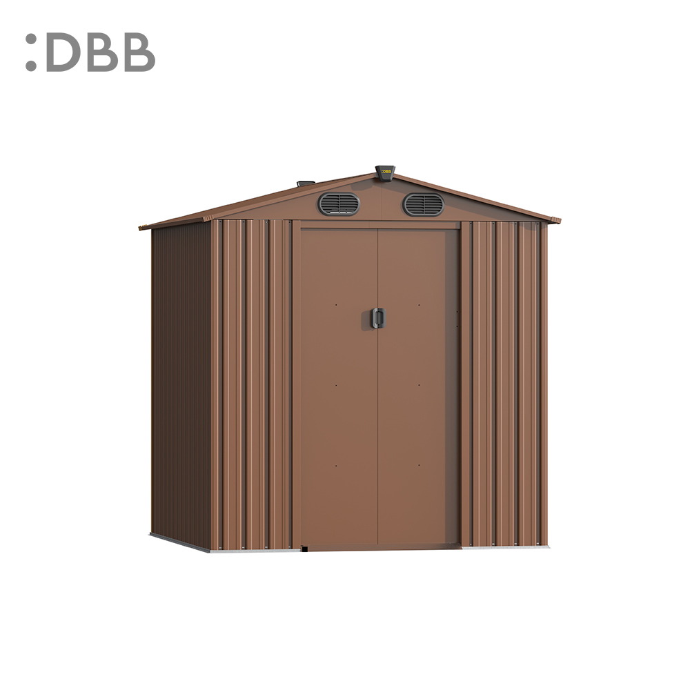 KingSuper series metal garden shed with Gable roof brown