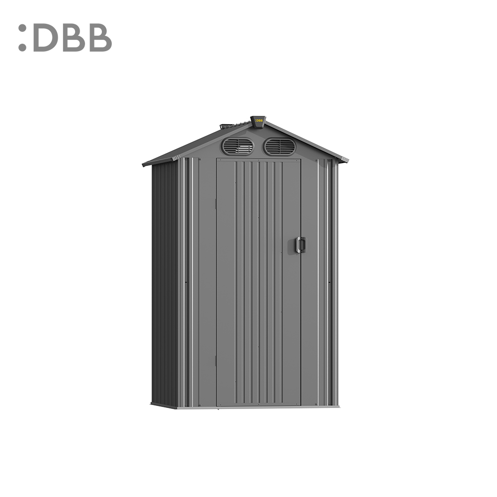 KingSuper series metal garden shed with Gable roof gray 4x4ft 1