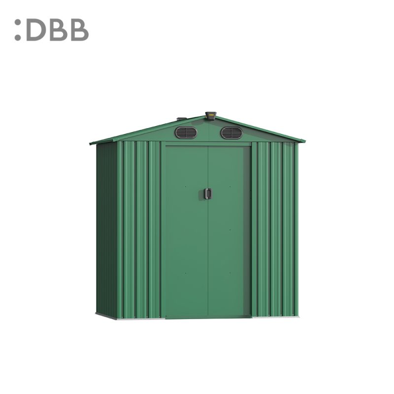 KingSuper series metal garden shed with Gable roof green 6x4ft 1