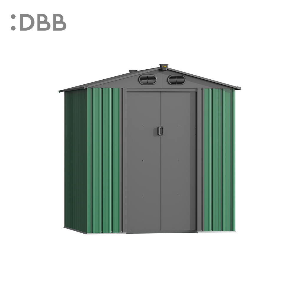 KingSuper series metal garden shed with Gable roof green gray