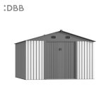 KingSuper series metal garden shed with Gable roof beige gray 10x10ft
