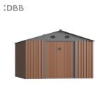 KingSuper series metal garden shed with Gable roof brown gray 10x10ft