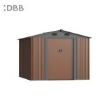 KingSuper series metal garden shed with Gable roof brown gray 8x10ft