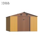 KingSuper series metal garden shed with Gable roof yellow brown 10x10ft