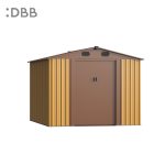 KingSuper series metal garden shed with Gable roof yellow brown 8x10ft
