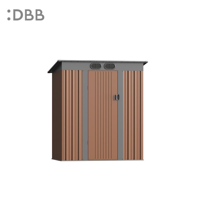 KingSuper series metal garden shed with Pent roof brown gray 5x3ft 2