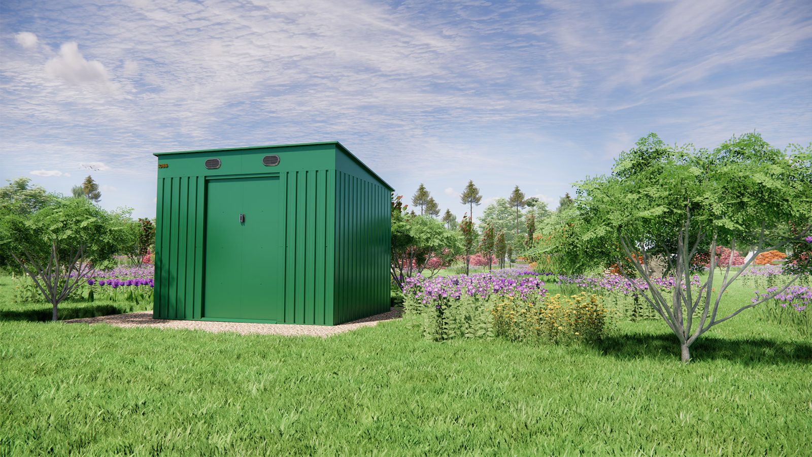 KingSuper series metal garden shed with Pent roof green 8x6ft 1