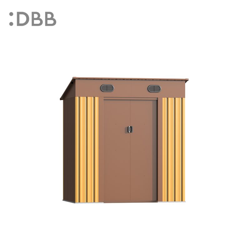 KingSuper series metal garden shed with Pent roof yellow brown 6x4ft 2