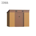 KingSuper series metal garden shed with Pent roof yellow brown 8x6ft 1