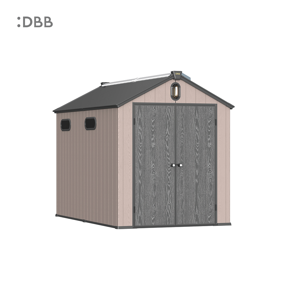 Kingcenter series Intelligent Plastic Sheds with Gable roof Acorn powder 6x10ft 3
