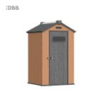 Kingcenter series Intelligent Plastic Sheds with Gable roof Warm brown 4x4ft 1