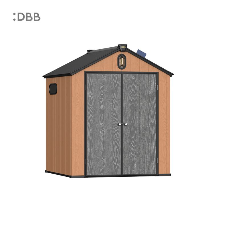Kingcenter series Intelligent Plastic Sheds with Gable roof Warm brown 6x6ft 2
