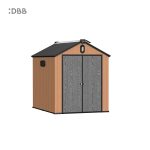 Kingcenter series Intelligent Plastic Sheds with Gable roof Warm brown 6x8ft 1