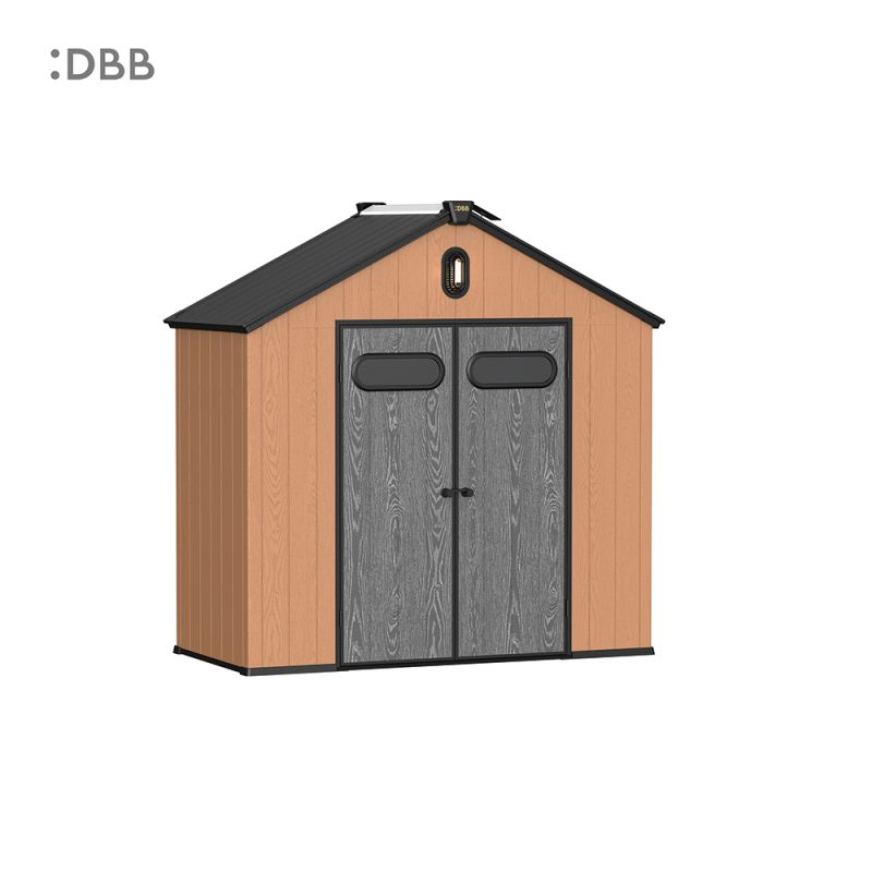 Kingcenter series Intelligent Plastic Sheds with Gable roof Warm brown 8x4ft 1
