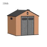 Kingcenter series Intelligent Plastic Sheds with Gable roof Warm brown 8x8ft 3