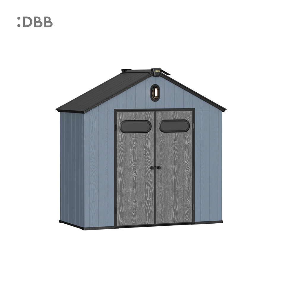 Kingcenter series Intelligent Plastic Sheds with Gable roof blue ashes 8x4ft 1