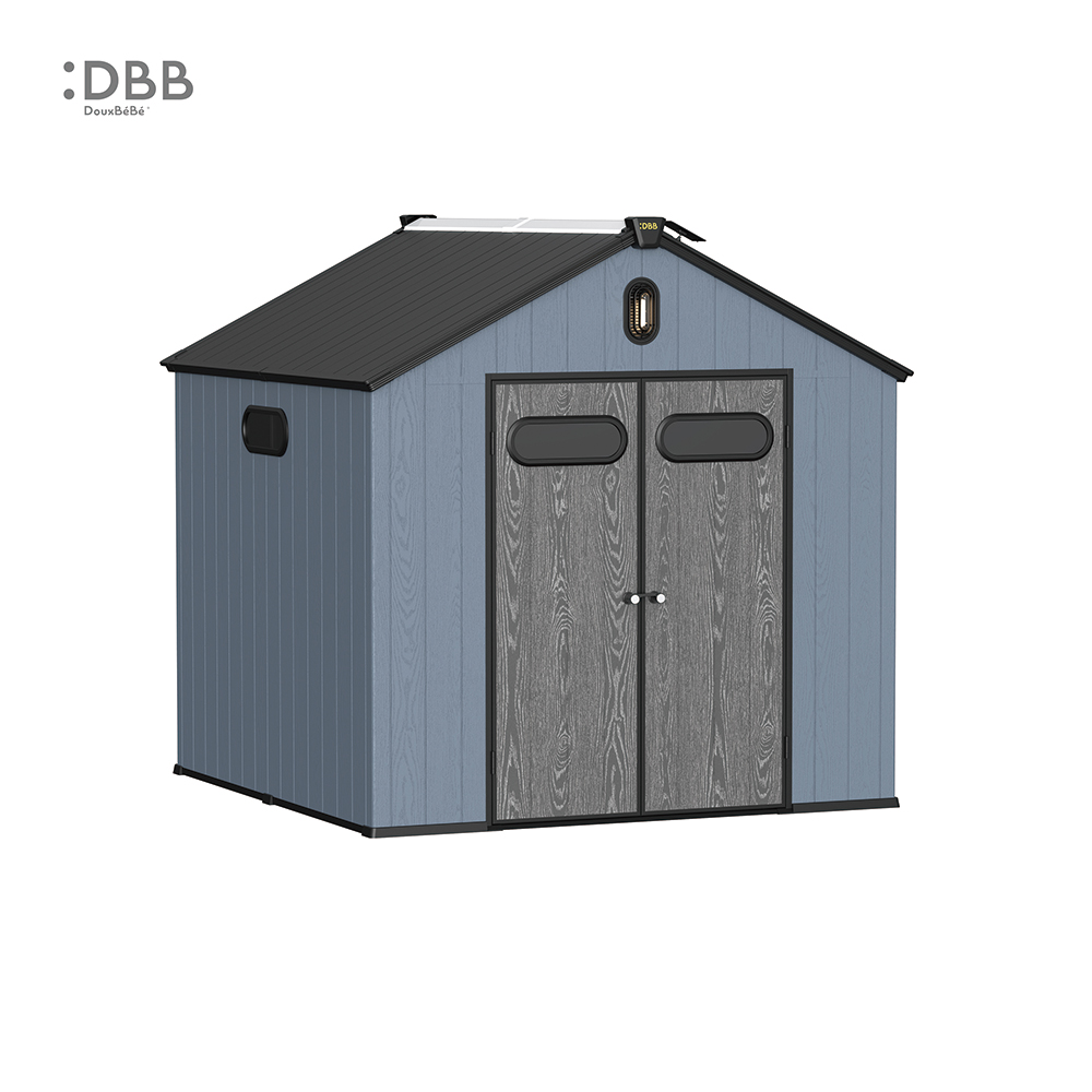 Kingcenter series Intelligent Plastic Sheds with Gable roof blue ashes 8x8ft 1