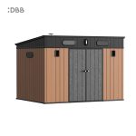 Kingcenter series Intelligent Plastic Sheds with Gable roof Warm brown 10x8ft