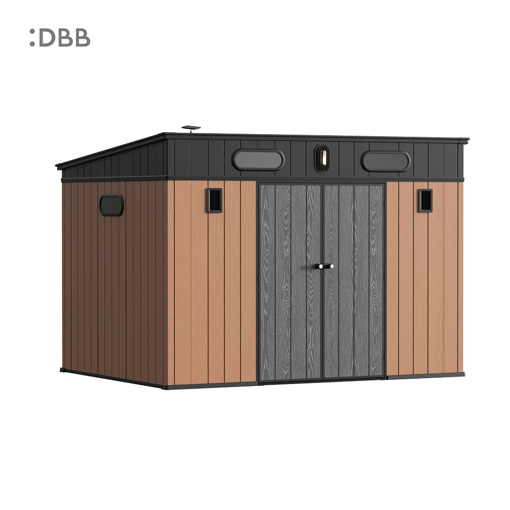 Kingcenter series Intelligent Plastic Sheds with Gable roof Warm brown